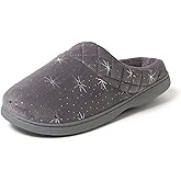 Dearfoams Women's Lightweight Memory Foam Indoor House Slipper Darcy Velour Clog with Wide Widths