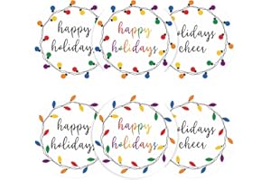 Anwyll Happy Holidays Stickers - 120Pcs 2Inch Holiday Cheer Gift Stickers Merry Christmas Gift Sticker Self Adhesive Christmas Envelope Seals Labels Light Xmas Sticker for Gifts Presents Cards Decor