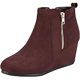 DREAM PAIRS Women's Suede Low Wedges Ankle Boots