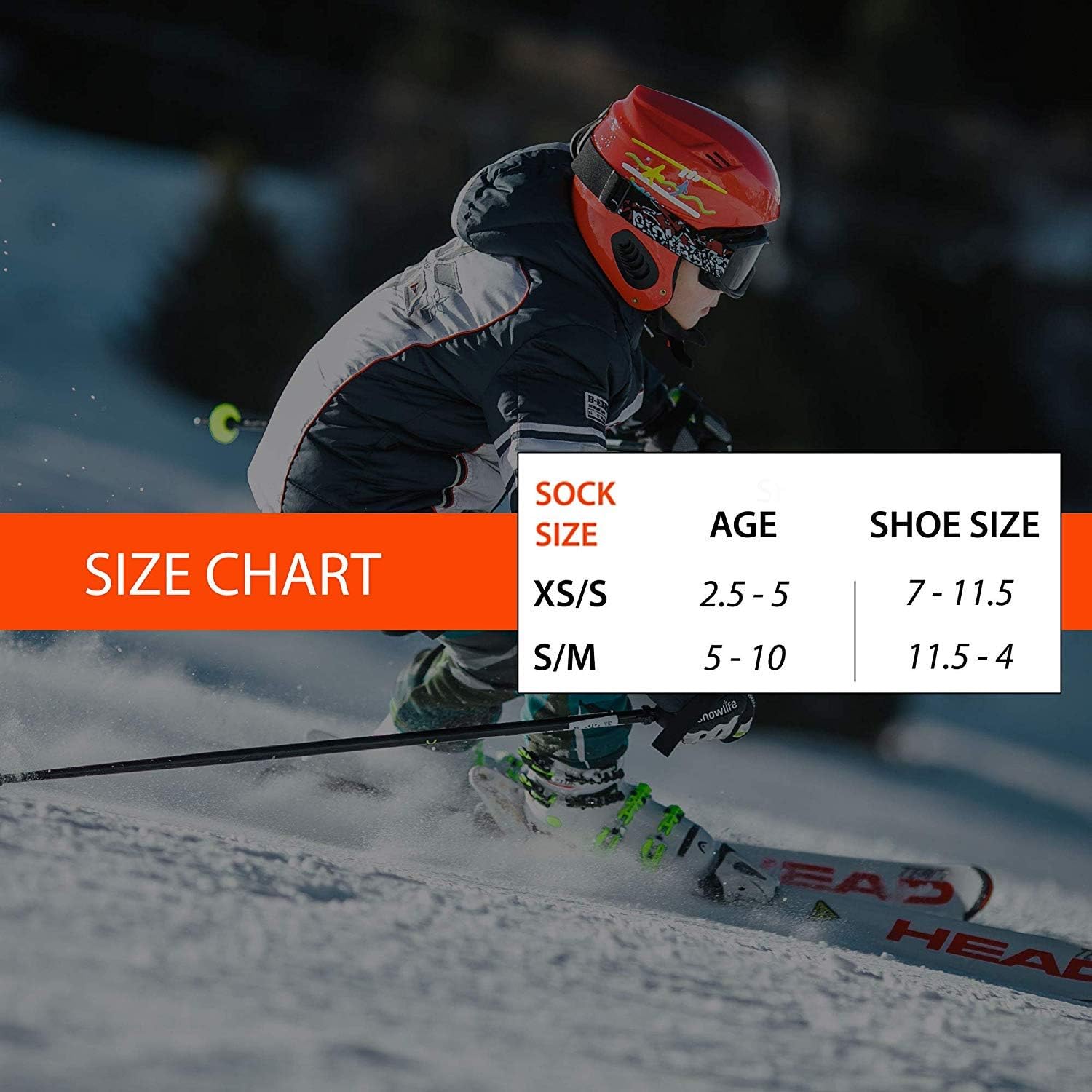 Pure Athlete Ski Socks Kids Youth Wool – Snowboarding Boys, Girls – Skiing Warm Winter: Clothing