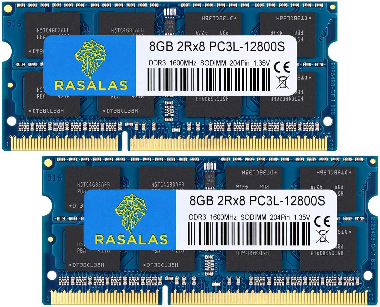 Rasalas DDR3 16GB Kit (2x8GB) DDR3 1600MHz PC3L-12800 16GB Non ECC Unbuffered 1.35V CL11 2Rx8 Dual Rank SODIMM Laptop Memory Ram