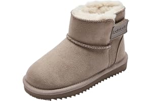 Balabala Little Kids Suede Winter Snow Boots, Warm Fur Lining Comfortable Mini Boots for Toddler Boys Girls