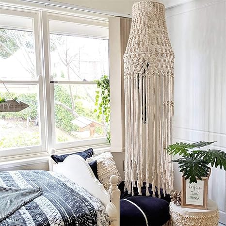 Zslmx Oversized Macrame Lampshade For Children S Lighting