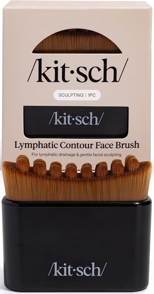 Kitsch Lymphatic Contour Face Brush - Facial Massage Brushes - Black | Hypoallergenic Bristles, Depuffing & Encourage Circula