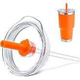 Prurex Leak - Proof Straw Lid - Replacement for YETI Rambler 14 oz Mug, 26 oz Straw Cup, 30 oz Tumbler & 35 oz Tumbler - Press Fit Cover (Orange)