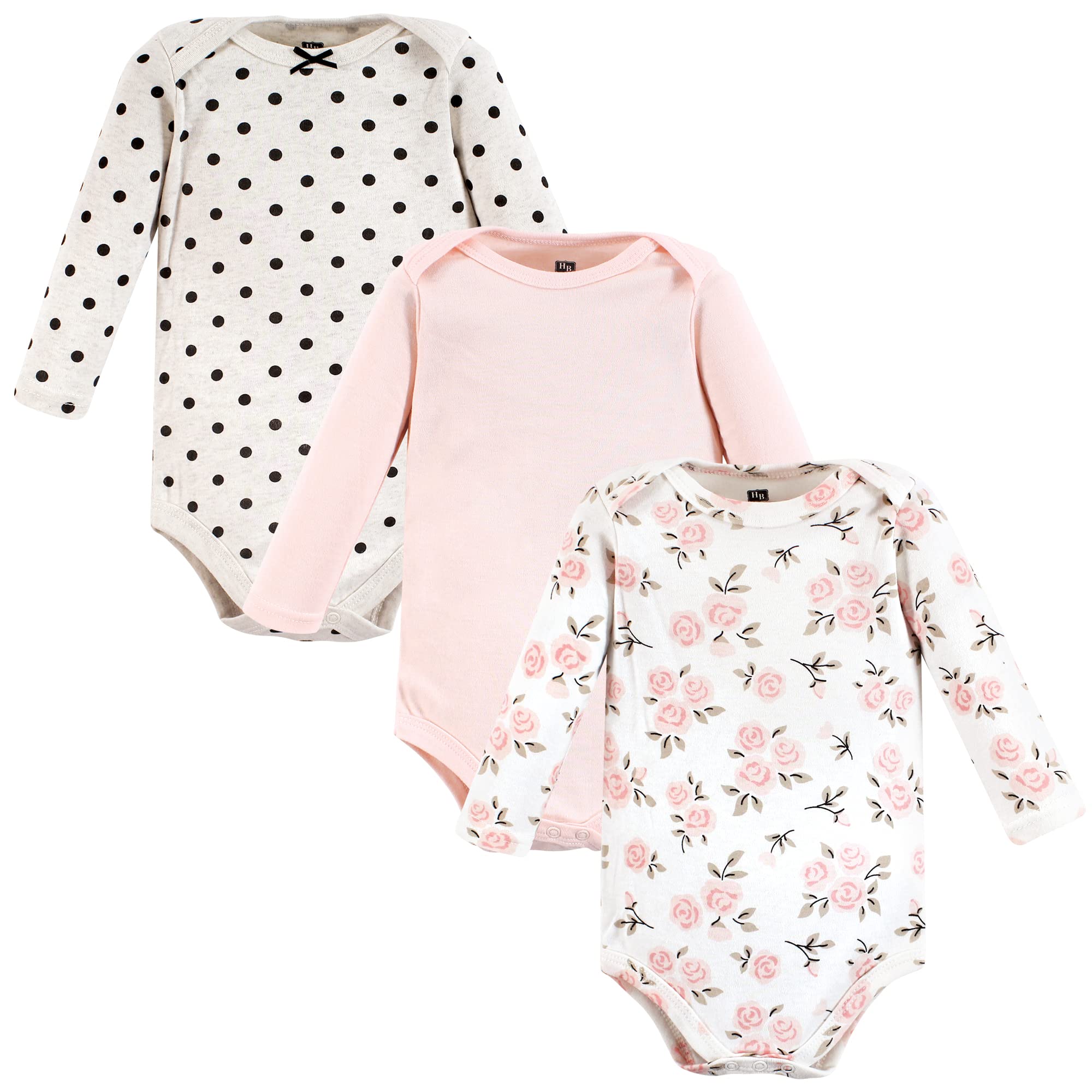 Photo 1 of Hudson Baby Unisex Baby Cotton Long-Sleeve Bodysuits, Cinnamon Pink Prints 3-Pack, 18-24 Months
