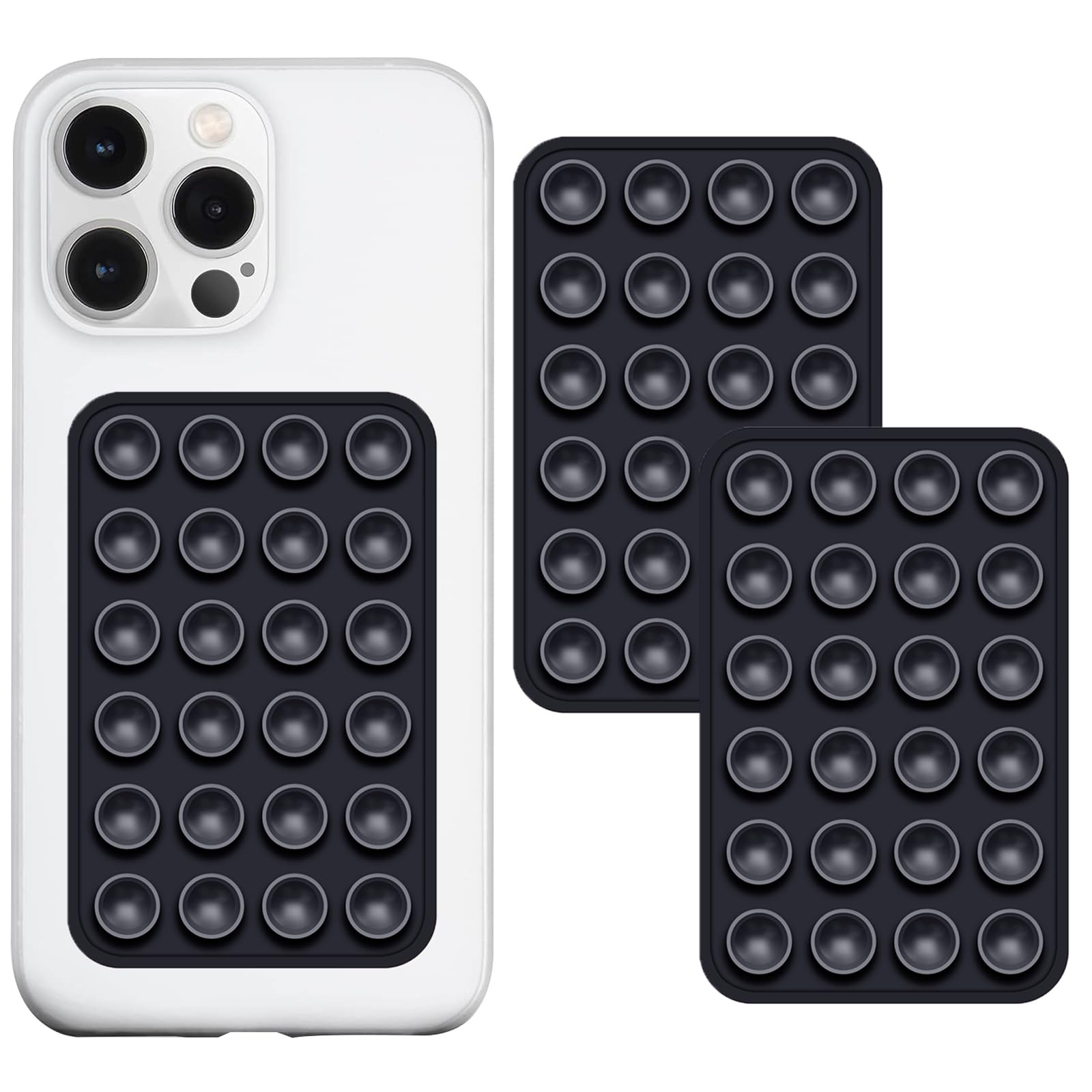 Photo 1 of Anteel 2 Pack Silicone Suction Phone Case Mount, Silicon Adhesive Suction Cup Phone Mount, Non Slip Sticky Phone Grip for Cellphone, Strong Grip Holder for Selfies and Videos (Black)