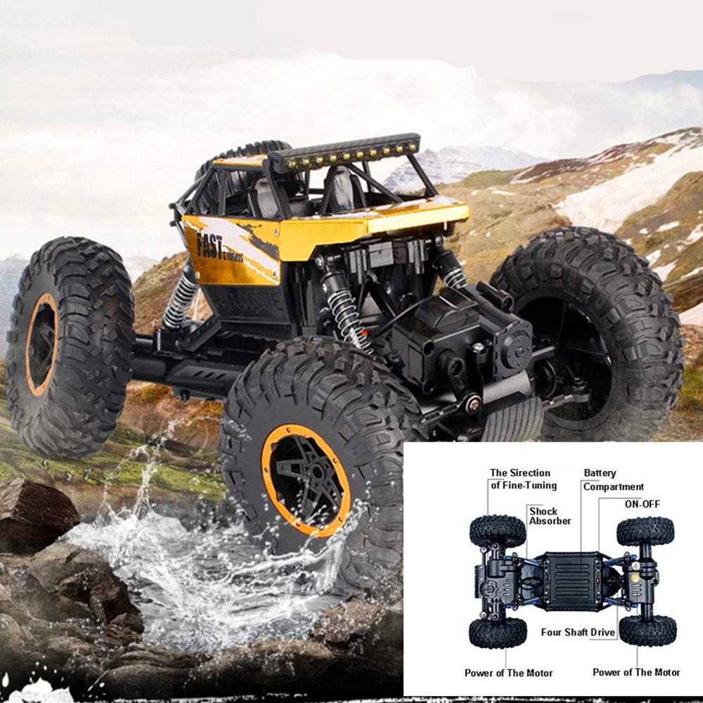 Cherry RC Car 2.4Ghz 4WD Rock Crawlers Remote Racing Truck Toy 1:16 Rechargeable Off-Road Vehicle High Speed RC Buggy Race, Gift for Kids and Adults