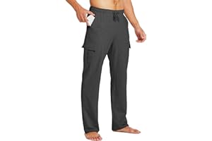 Willit Men's Cotton Yoga Sweatpants Athletic Lounge Pants Cargo Open Bottom Joggers Straight Leg Casual with Pockets