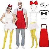 WATCPNO 2 Pcs Chicken Couple Fast Food Costume Set for Couples Adult Men and Women Funny Chicken Costumes for Halloween