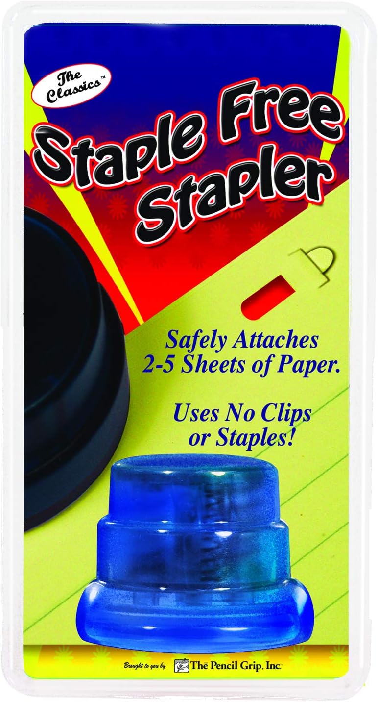 The Classics Staple-Free Stapler the "Paper Grip" with 5 Sheet Capacity, Kid Safe (TPG-133) : Desk Staplers : Office Products