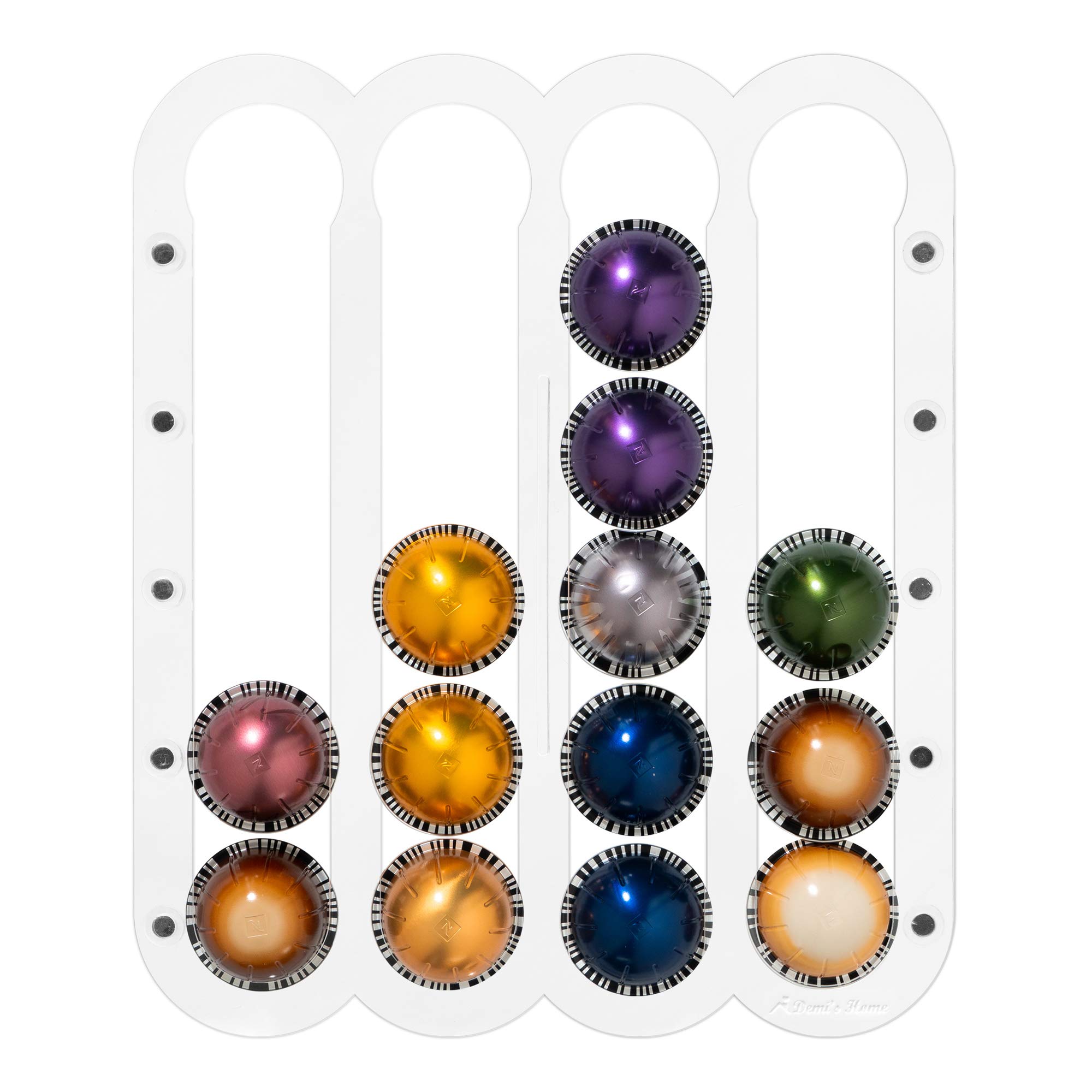 Demi's Home Magnetic Coffee Pod Holder for Nespresso Vertuo Capsules - Suitable to be Mounted on the Fridge (Transparent)