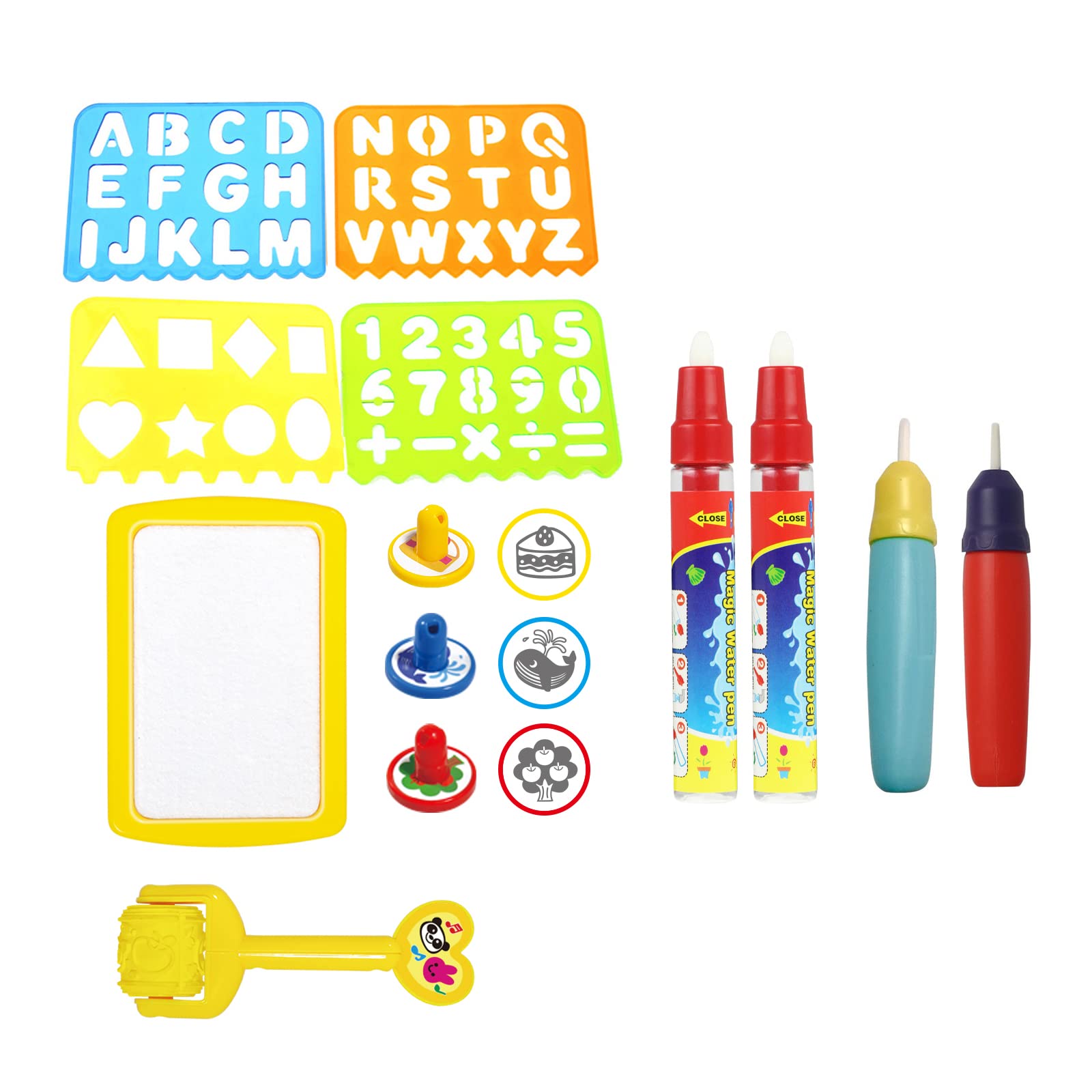 jenilily Water Doodle Toy Pens Replacement Water Pen, Drawing Template Stamp Doodle Toy for Water Doodle Mat