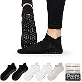 Bearbay Pilates Socks for Women - Non Slip Grip Socks for Yoga, Barre, Hospital, Barefoot
