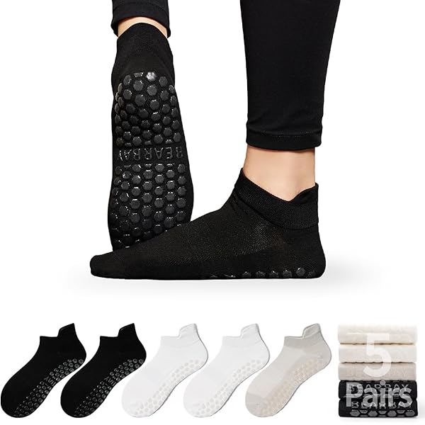 Chaussettes De Yoga à Cinq Orteils VOCOSTE - Rayures Hautes, Coton, Lot D'1 Paire