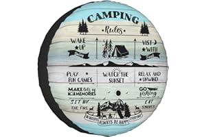 Sumsive Rv Spare Tire Cover Wheel Covers for RV Tires Waterproof Dust-Proof Tire Protectors Spare Tire Cover for RV Travel Trailer Truck SUV (Camping Rules, 14IN)