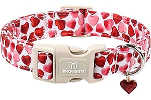 Maca Bates Valentine's Day Dog Collar with Red Love Heart Charm for Small Girl Boy Dogs, Ombre Effect Heart Pattern,Adjustabl