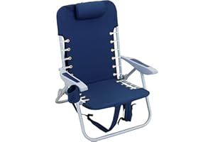 RIO BRANDS RIO Gear Beach Lace-Up Suspension Folding Beach Chair, Navy , 44.7" x 25.5" x 26.5"