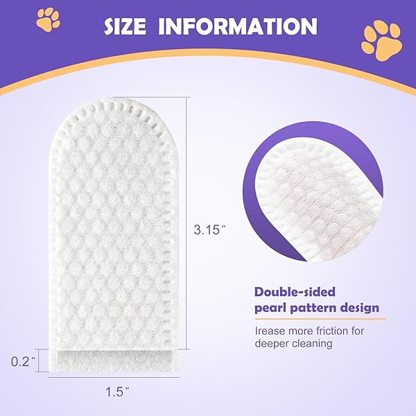 OUYOFI TEETH CLEANING FINGER WIPES FOR DOGS & CATS, REDUCES TARTAR & FRESHENS BREATH DENTAL WIPES，NATURAL MILD INGREDIENTS,DISPOSABLE DOG TEETH CLEANING WIPES,50PCS