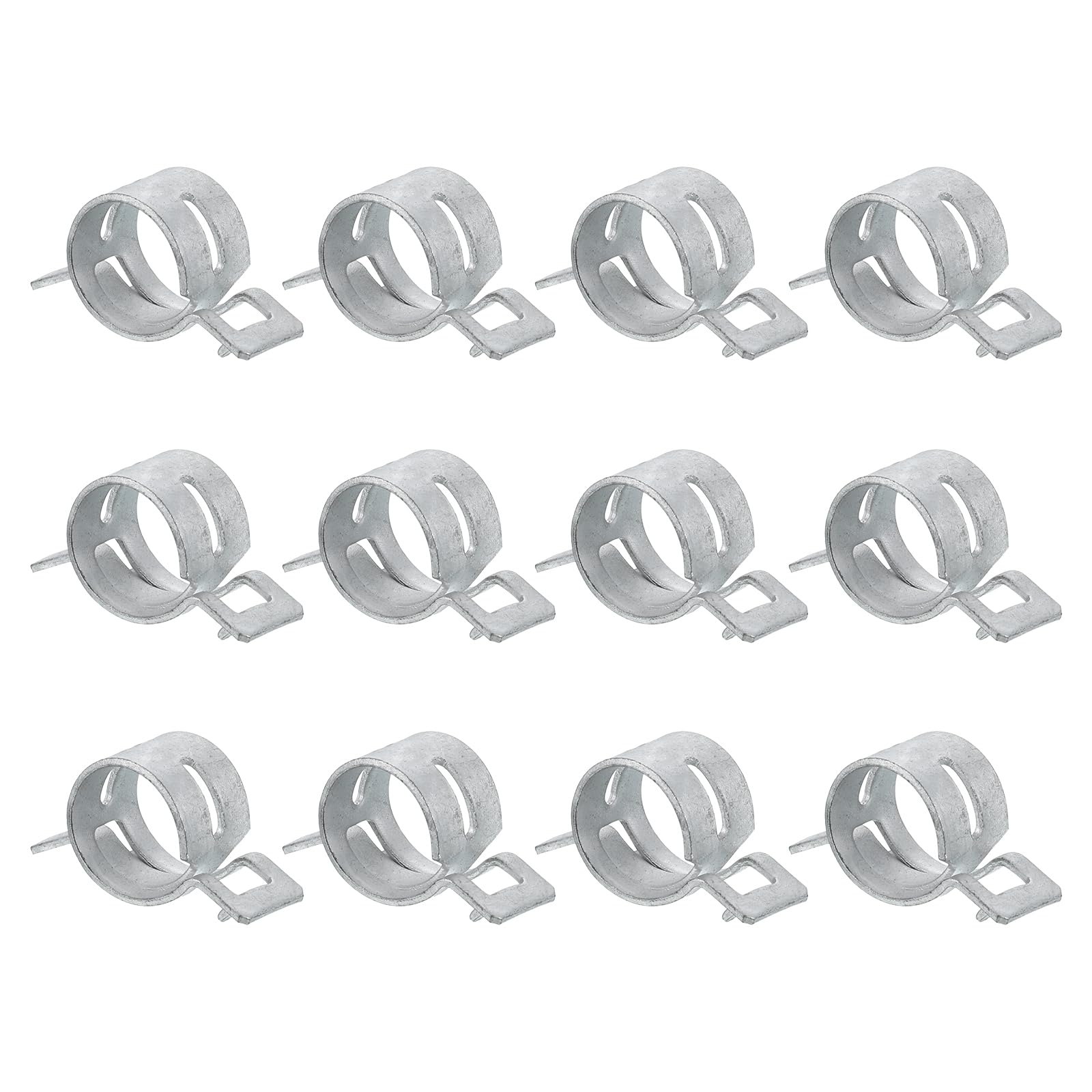 Sourcingmap 12Pcs Spring Band Type Action Fuel/Silicone Vacuum Hose Pipe Clamp, 18mm Low-Pressure Air Spring Hose Clip Clamp for Automotive Oil Pipe Water Pipe, Silver