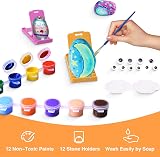 Lekebaby Rock Painting Kit Kids Arts and Crafts 6 natural rocks 6 glowing rocks view 6