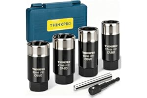 Thinkpro Locking Lug Nut Removal Tool-6 Pieces Deep Lug Nut Extractor Set,Stripped Lug Nut Remover 1/2" Drive,17/19/ 21/ 22MM Wheel Lock Removal Kit for Broken Bolts and Nuts