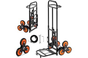VEVOR Stair Climbing Cart, 220 lbs Stair-Climbing Capacity, Heavy-Duty Folding Trolley Cart with Telescoping Handle, 6 Wheels