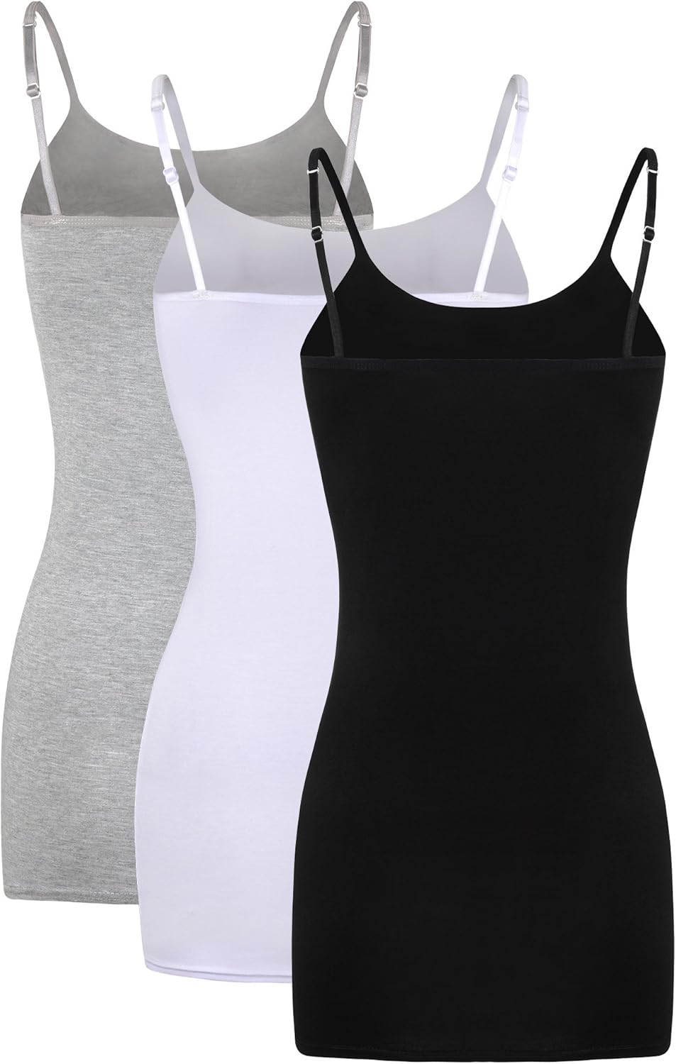 WILLBOND 3 Pieces Women Basic Long Tanks Adjustable Spaghetti Strap Camisole Top at  Women’s Clothing store