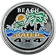 Beach Rated Car Emblem, 4 x 4 3D Metal Car Badge Decals Stickers Round Emblem Decals, Universal Exterior Decorations Accessories Emblems Badge for Jeep Wrangler Vehicles Truck SUV RV