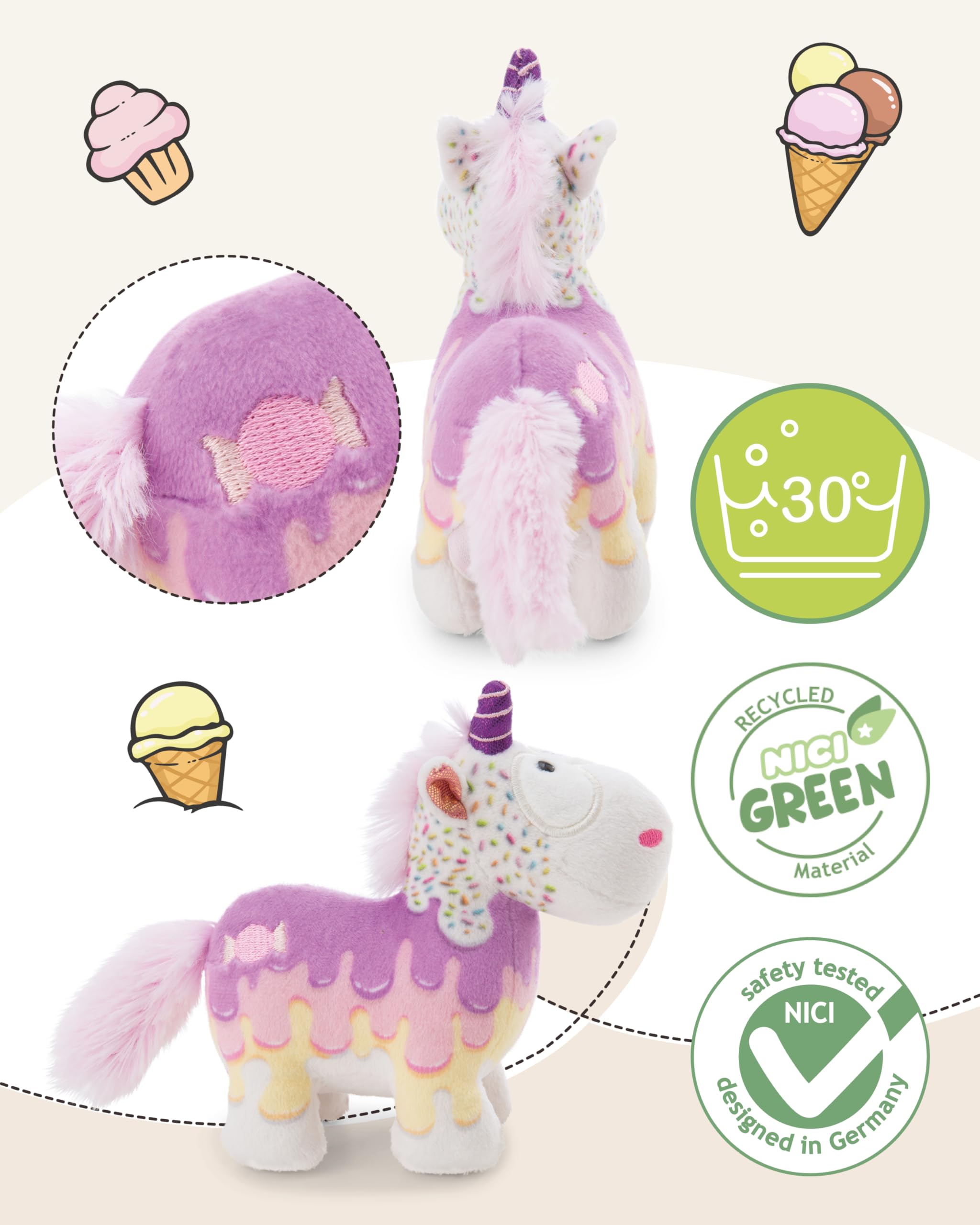 NICI Kuscheltier Einhorn Sweety Rainbow 22cm - Weiss - Weiches Plüschtier – niedliches Stofftier zum Kuscheln & Spielen – tolle Geschenkidee für Kinder & Erwachsene - 61906 3