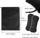 Lanjue 2 Pack 10m Cotton Rope 8mm Black Soft Twisted Cord Storage Bag view 3