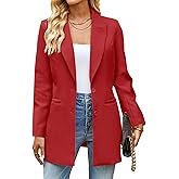 luvamia Blazers for Women Business Casual Long Blazer Jackets Dressy Work Professional Office Outfits Lapel Pockets