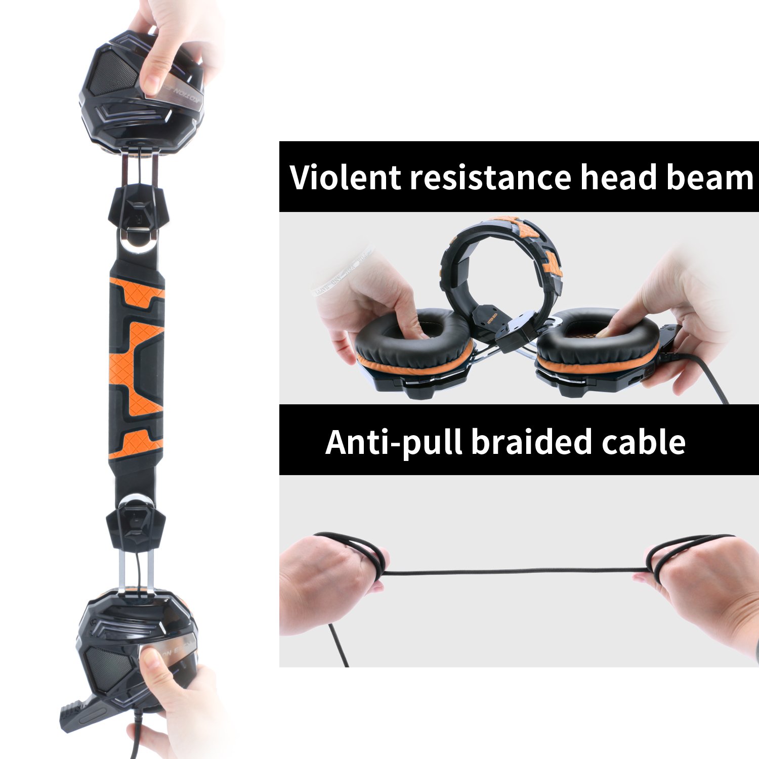 Zakitane KOTION EACH G5000 3.5mm PC Stereo Gaming Headset, Bass Headphones, Comfortable Headband with Microphone, Over-ear fit with Noise isolation, Breathing LED Light for Laptops or Computers