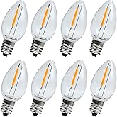 KGC LED Salt Lamp Bulb - 0.6 Watt LED Bulbs for Night Light - C7 Replacement Bulbs for Window Candles & Chandeliers - C7 Led Light Bulb for Holiday Decorations, Warm White 2200K, 8 Pack