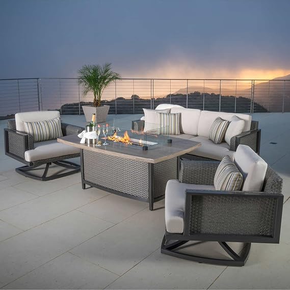 Amazon Com Vistano 4 Piece Fire Chat Seating Set Garden Outdoor