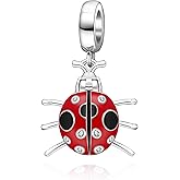 Red Ladybug Charms 925 Sterling Silver Insect Animal Dangel Charms Fits 3mm Snake Chain Bracelet
