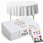 Exquisite 12-Pack Premium Plastic Tablecloth 84in. Round Table Cover - White