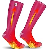 Heated Socks for Women - Pink, Electric Rechargeable Battery Powered Thermal Socks Washable Winter Cotton Foot Warmers for Outdoor Sports Hiking Climbing Hunting