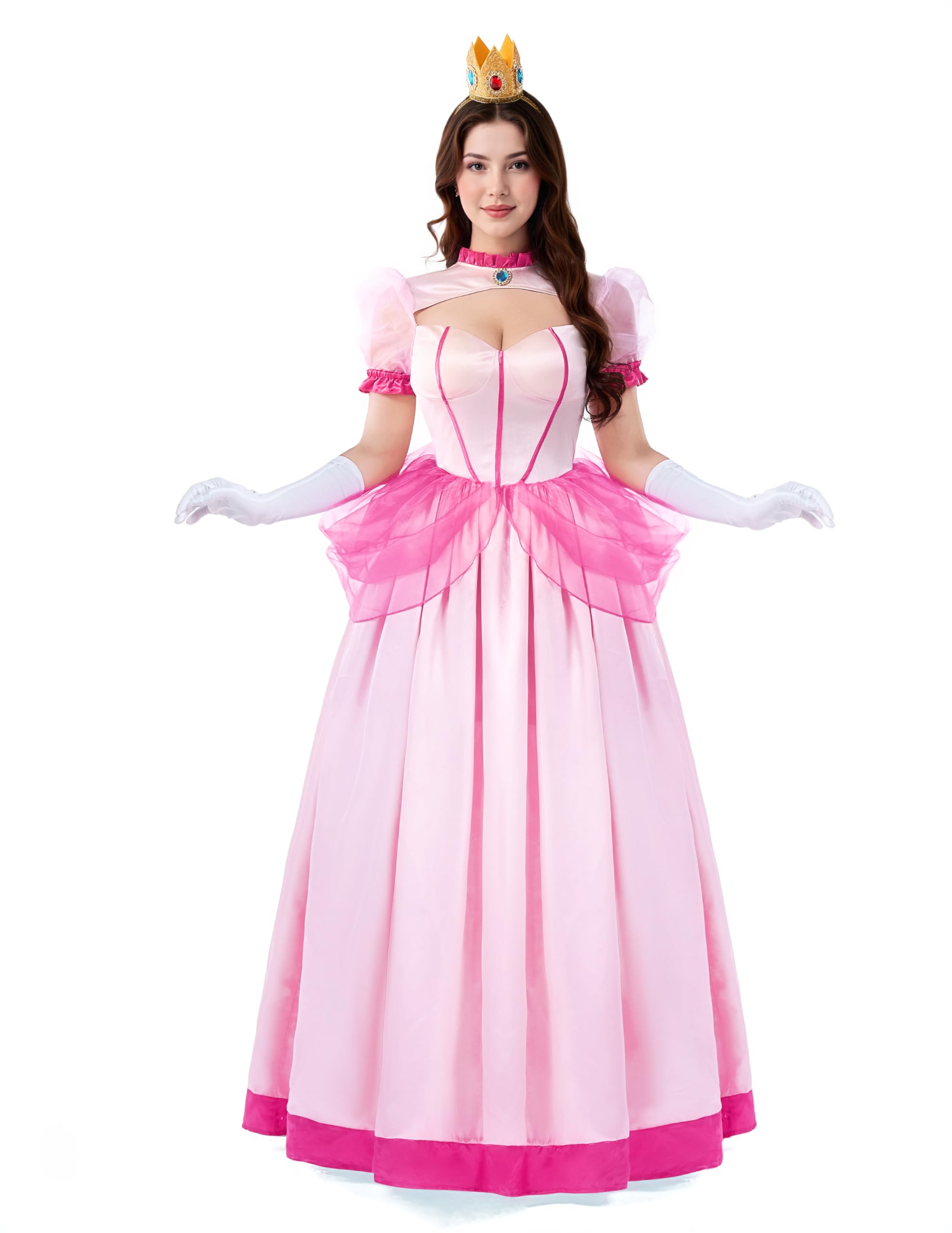 Photo 1 of ***MISSING GLOVES*** Spooktacular Creations Pink Princess Costume Women, Halloween Fairy Tale Princess Dress Fancy Ball Gown Evening Long Dresses Adult With Crown Gloves for Birthday Cosplay Parties-S