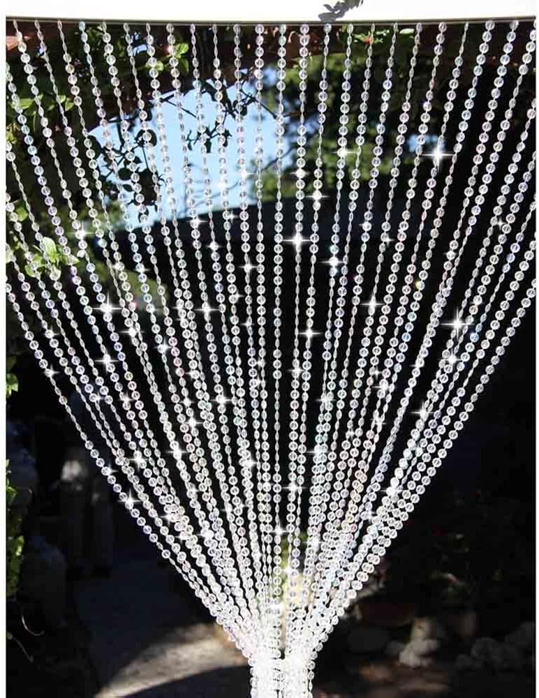 3 Ft X 6 Ft Clear Iridescent Faux Crystal Beaded Curtain (3 FT X 6 FT) Clothing