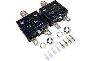 Mairuker 2 Pack 125/250V AC 32V DC Manual Reset Push Button Circuit Breaker 15 Amps, Thermal Overload Protector with Quick Connect Terminals 98 Series Circuit Breaker 15A