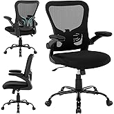 Office Chair Ergonomic Desk Chair Mesh Computer Home Office Desk Chair with Adjustable Lumbar Support Flip-up Armrests, 360 Swivel Comfy Task Executive Chair, Black