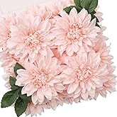 TINGE TIME Artificial Flowers 20pcs Silk Dahlia 5"/6" Fake Flowers for DIY Wedding Bridal Bouquets Centerpieces Arrangements Party Baby Shower Home Decorations (Blush)