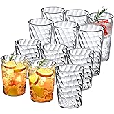 Amazing Abby Glacier Plastic Tumblers (Set of 12), 14-Ounce and 18-Ounce, All-Clear, Stackable, BPA-Free, Shatter-Proof, Dishwasher-Safe
