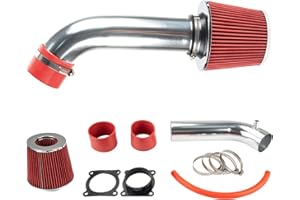 Suride Cold Air Intake Kit with Filter Heat Shield for 2003-2006 FX35 3.5L, 2003-2006 G35 3.5L, 2003-2006 350Z 3.5L (Red)