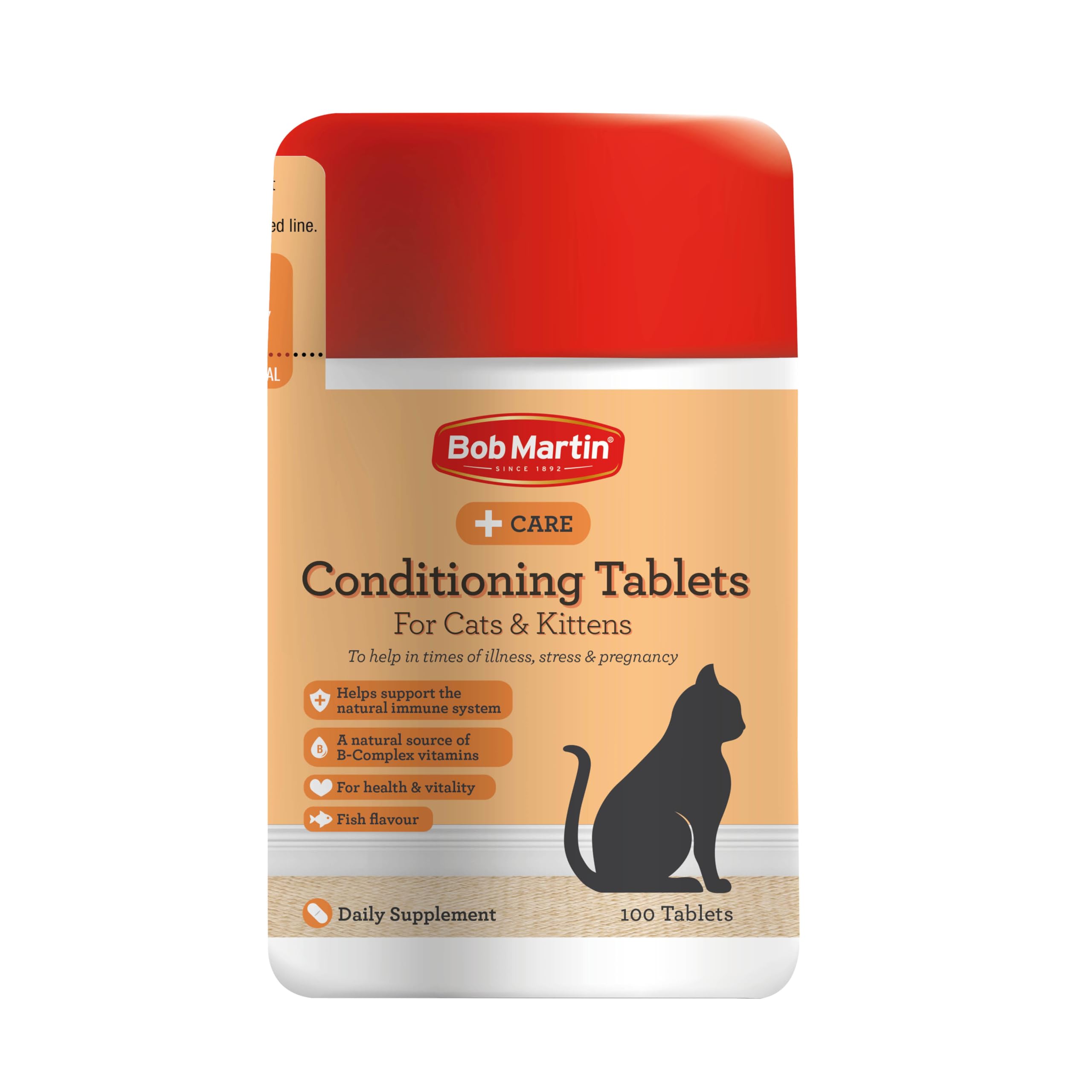 Bob Martin Conditioning Tablets for Cats and Kittens (100 Tablets) - Rich in Vitamins, Supports a Healthy Immune System, Nutritional Fish-Flavoured Supplement