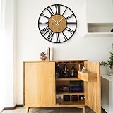 HAITANG 20IN Large Silent Wall Clock Black Roman Numeral Battery Operated view 5