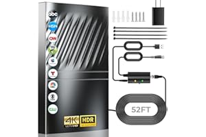 GOXIS 2024 Newest TV Antenna Indoor Smart Digital Up to 2200+ Miles-HD TV Antenna Outdoor for Local Channels with Amplifier and Signal Booster-52ft Coax HDTV Cable/AC Adapter-Support 8K 4K 1080p