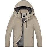 TEZO Mens Rain Jacket Waterproof with Hooded Hiking Coat Lightweight Windbreaker