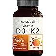 NatureBell Vitamin D3 K2-240 Softgels - 5,000 IU Vitamin D3 & 100mcg Vitamin K2 MK-7 - with Virgin Coconut Oil - Bone, Heart 
